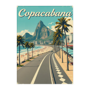 Vintage Retro Travel Poster - Copacabana Beach Acrylic Print