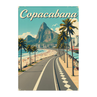 Vintage Retro Travel Poster - Copacabana Beach Acrylic Print