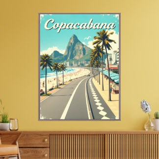 Vintage Retro Travel Poster - Copacabana Beach Canvas Print