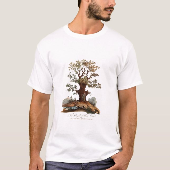Vintage/retro Tree-Mushroom Illustration T-Shirt (Front)