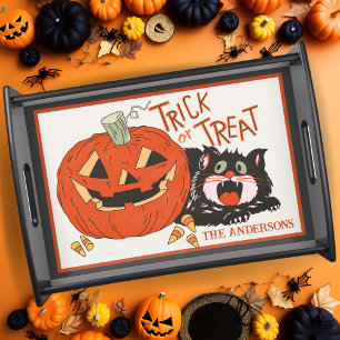 Vintage Retro Trick or Trick Custom Halloween Serving Tray