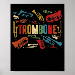 Vintage Retro Trombone Players Trombonist Poster