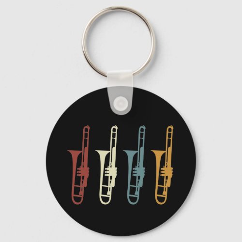 Vintage Retro Trombone  Trombonist Keychain