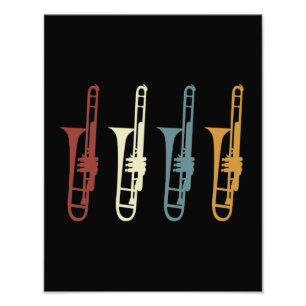 Vintage Retro Trombone & Trombonist Photo Print