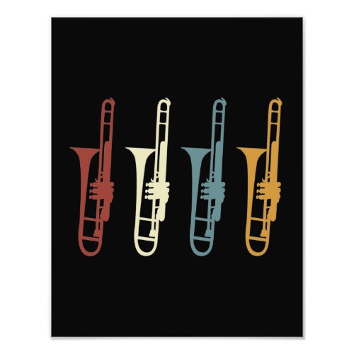 Vintage Retro Trombone  Trombonist Photo Print