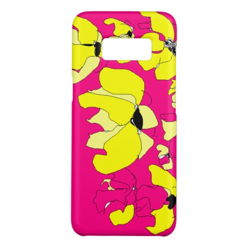 Vintage retro tropical floral hot pink yellow Case_Mate samsung galaxy s8 case