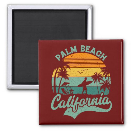 Vintage Retro Tropical Palm Beach California Magnet