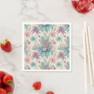 Vintage Retro Tropical Palm Tree & Floral Garden Napkins