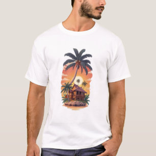 Vintage Retro Tropical Palm Tree Sunset Men's Grap T-Shirt