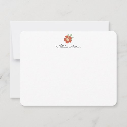 Vintage Retro Tropical Red Floral Note Card