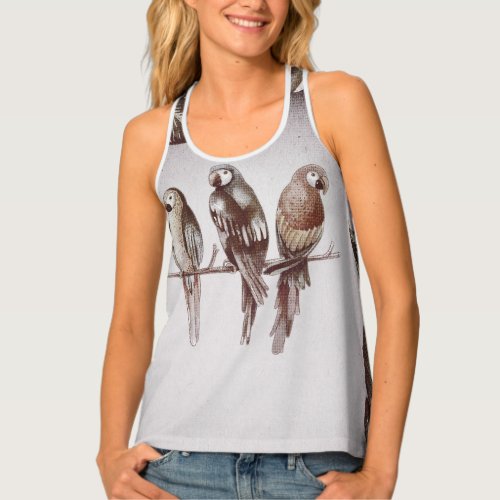 Vintage Retro Tropical Tiki Birds Summer Tank Top