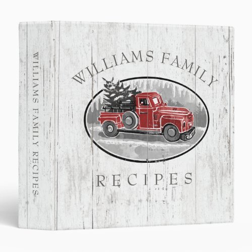 Vintage Retro Truck Rustic Wood Family Recipe 3 Ring Binder