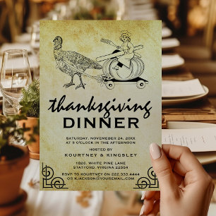 Vintage Retro Turkey Dinner Thanksgiving Invitation