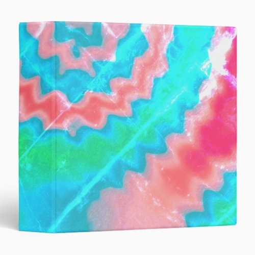 Vintage retro turquoise and coral tie dye pattern 3 ring binder