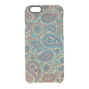 Vintage Retro Turquoise Rainbow Paisley motif Clear iPhone 6/6S Case