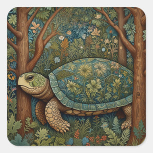 Vintage retro turtle bohemian boho woodland square sticker