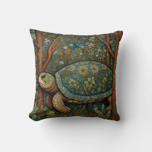 Vintage retro turtle bohemian boho woodland throw pillow