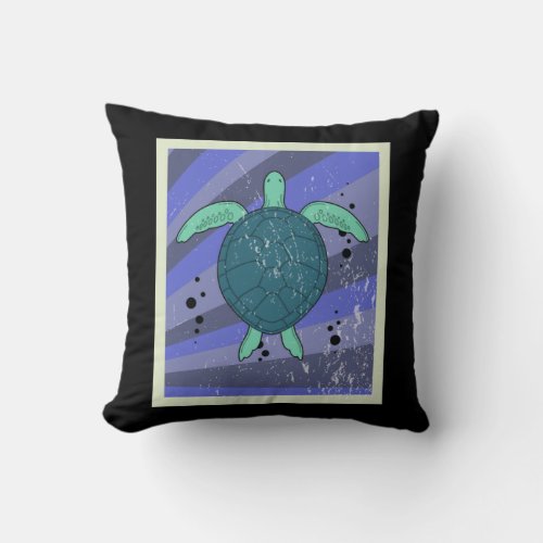 Vintage Retro Turtle Marine Biologist Throw Pillow