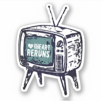Vintage retro tv television set i heart reruns sticker
