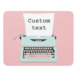 Vintage retro typewriter and paper design door sign