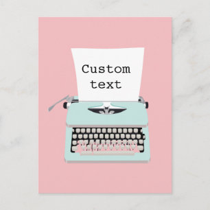 Vintage retro typewriter and paper design postcard