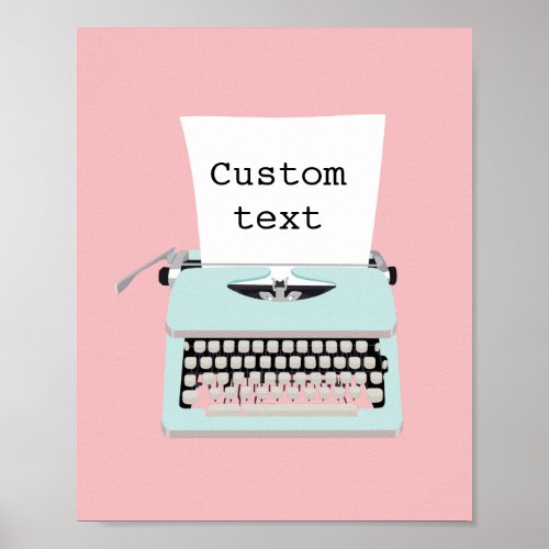 Vintage retro typewriter and paper design poster