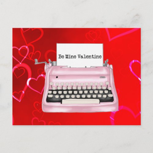 Vintage Retro Typewriter Valentines Day Postcard