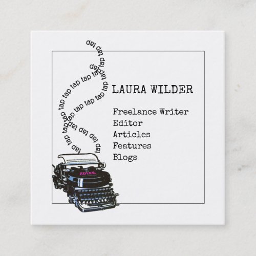 Vintage Retro Typewriter Writer Editor Square Business Card