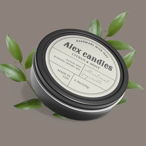 Vintage Retro Typography Candle Product Label