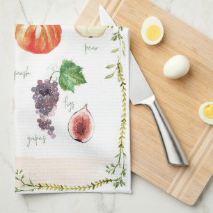 Vintage Retro Typography Fruits & Vegetables Kitchen Towel