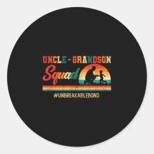 Vintage retro uncle grandson squad father's day classic round sticker