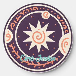 Vintage Retro Universe Celestial Moon Sun and Star Wireless Charger