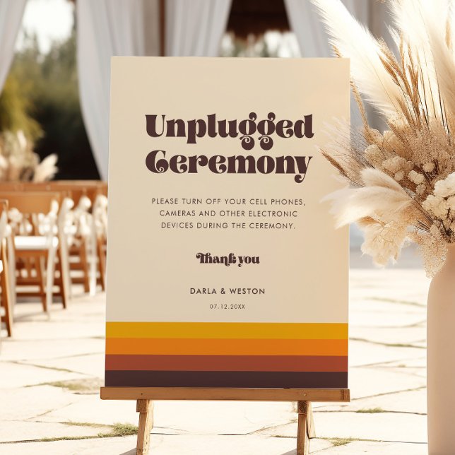 Vintage retro Unplugged ceremony wedding Sign (Creator Uploaded)