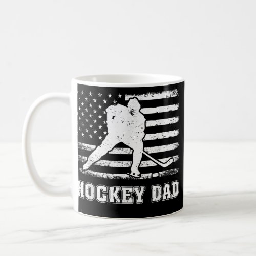 Vintage Retro USA American Flag Hockey Dad Coffee Mug