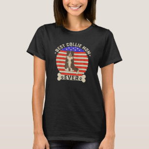 Vintage Retro USA Flag Best Border Collie Mom Ever T-Shirt