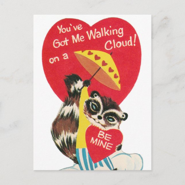 Vintage retro Valentine animal Holiday postcard (Front)
