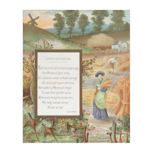 Vintage Retro Valentine, Country Farm Landscape Acrylic Print