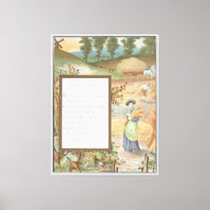Vintage Retro Valentine, Country Farm Landscape Canvas Print