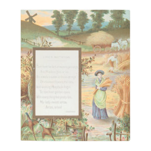 Vintage Retro Valentine, Country Farm Landscape Metal Print