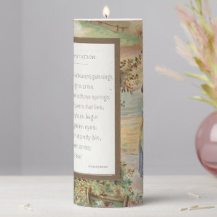 Vintage Retro Valentine, Country Farm LandscapeVin Pillar Candle