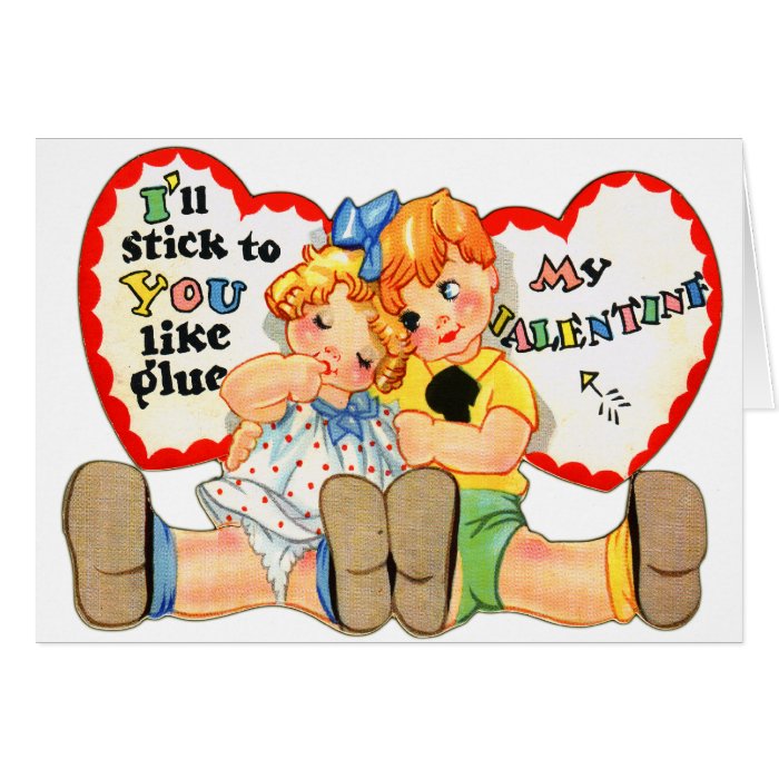 Vintage Retro Valentine I'll stick to you Cards