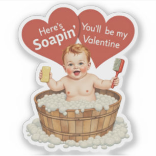 Vintage Retro Valentine Soap Baby Theme Sticker