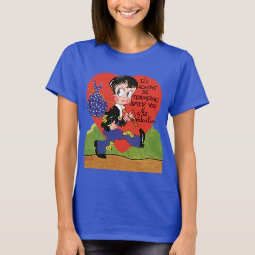 Vintage Retro Valentines Day Hobo Boy Heart T_Shirt