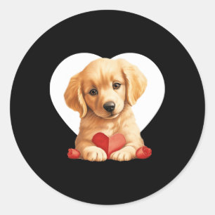 Vintage Retro Valentine's Day Puppy Dog Valentine Classic Round Sticker
