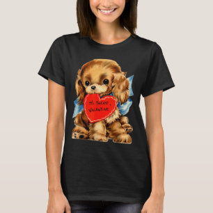 Vintage Retro Valentines Day Puppy Dog Valentine F T-Shirt