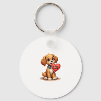 Vintage Retro Valentine's Day Puppy Dog Valentine  Keychain