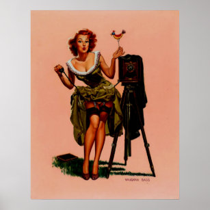 Vintage Retro Vaughan Bass Photographer Pinup Girl Poster