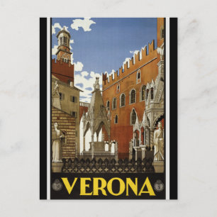 Vintage Retro Verona Italy Travel Tourism Postcard
