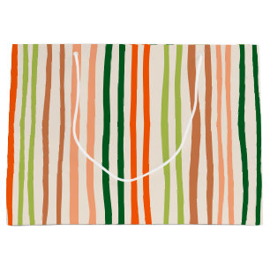 Vintage Retro vertical Stripe Christmas Gift Large Gift Bag