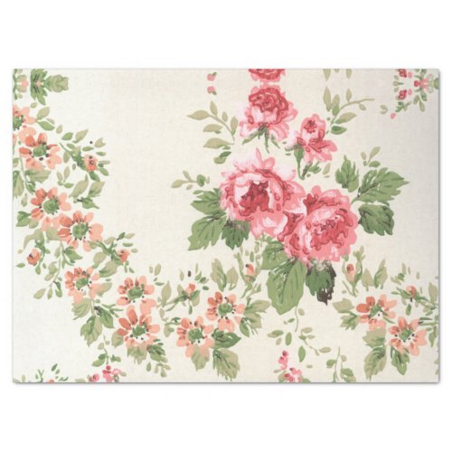 Vintage Retro Victorian Roses Mid Century Pattern Tissue Paper